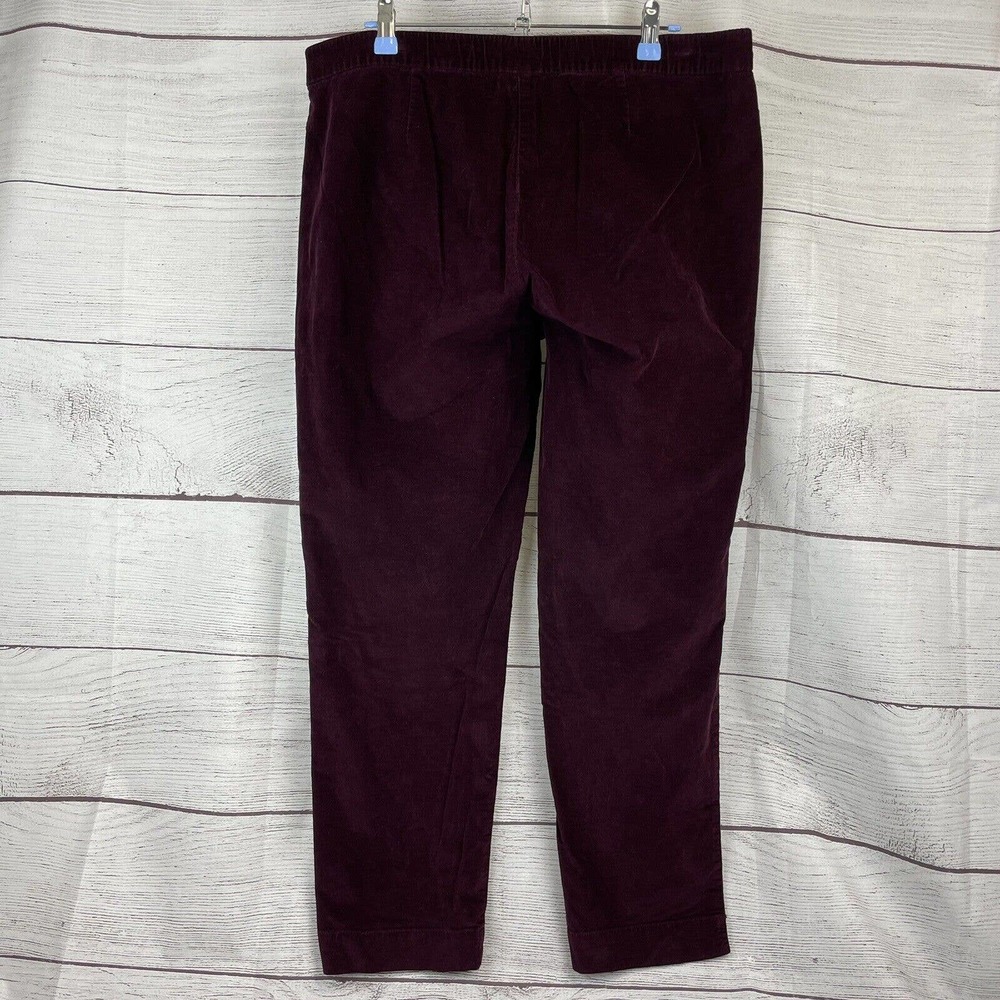 J Jill Purple Red Pull-On corduroy Pants Elastic Waist Size 14 - Picture 6 of 9